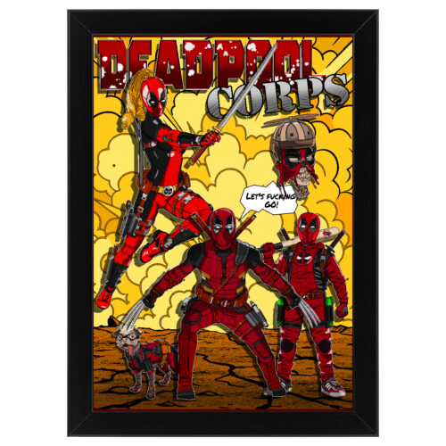Ξύλινο κάδρο με θέμα τους Deadpool Corps