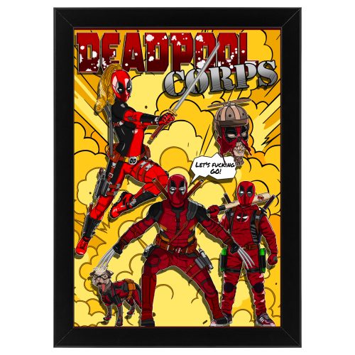 Ξύλινο κάδρο με θέμα τους Deadpool Corps