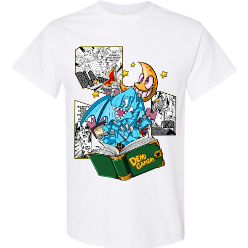 T-Shirt Blue Dragon Demigamers white edition