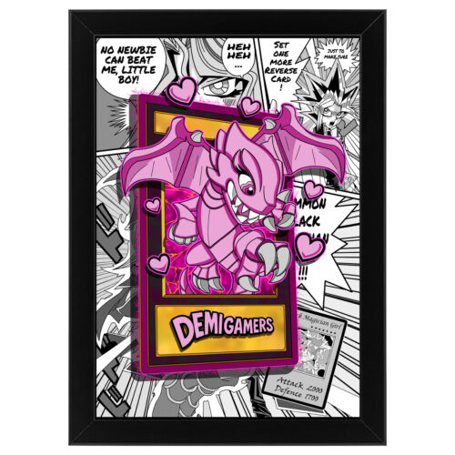 Ξύλινο κάδρο με θέμα τον Pink Love Eyes Toon Dragon Demigamers edition