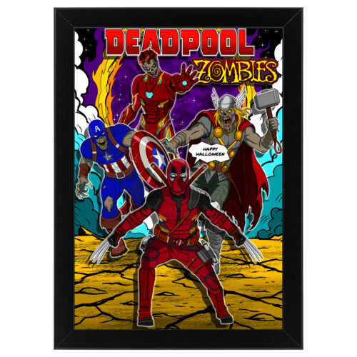 Ξύλινο κάδρο με θέμα Deadpool Zombies